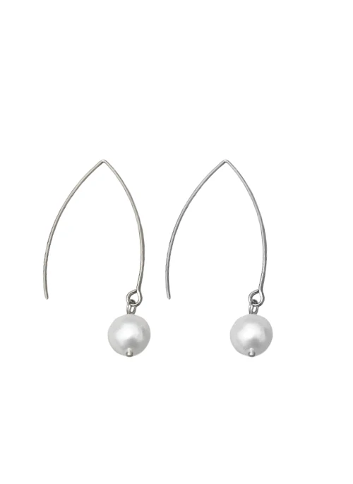 Isabella Pearl Earrings Silver - Lositime