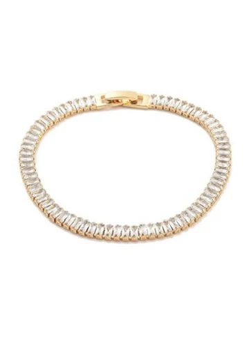 Rectangle CZ Tennis Bracelet Gold 6mm - Lositime