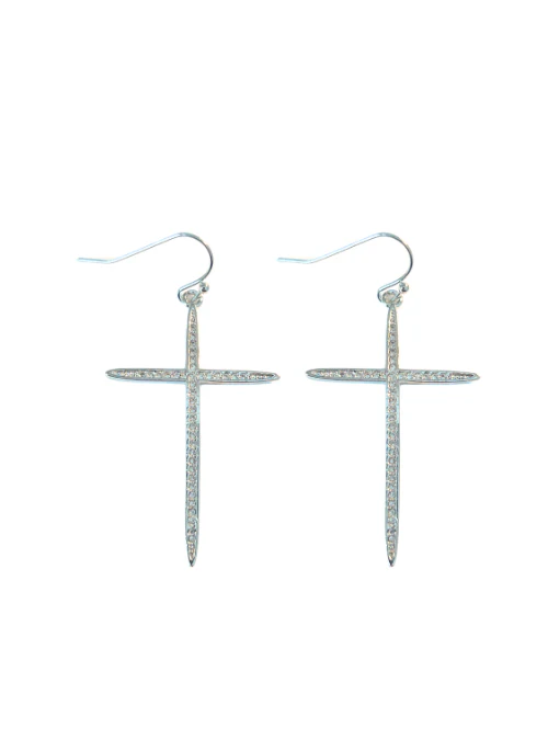 CZ Cross Necklace Silver - Lositime