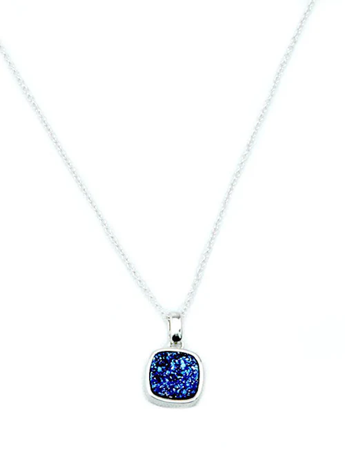 Christy Square Druzy Necklace in Silver - Lositime