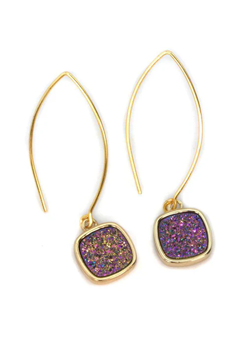 Mia Druzy Square Gold Earrings - Lositime