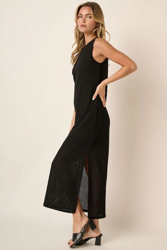 Mittoshop Side Slit Round Neck Sleeveless Dress - Lositime