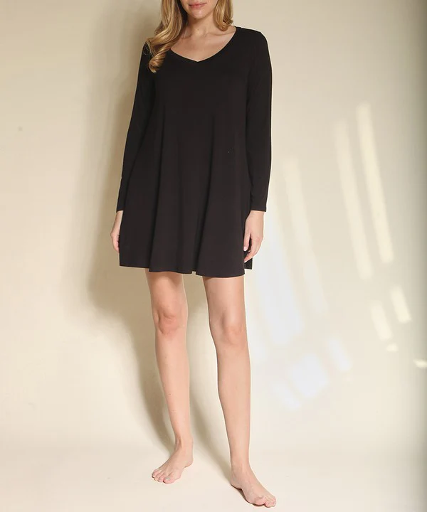 Bamboo Casual long sleeve V neck dress New - Lositime