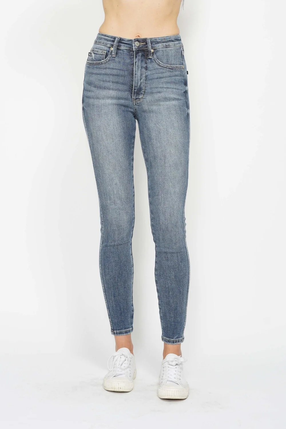 Judy Blue Full Size Tummy Control Contrast Wash Skinny Jeans - Lositime