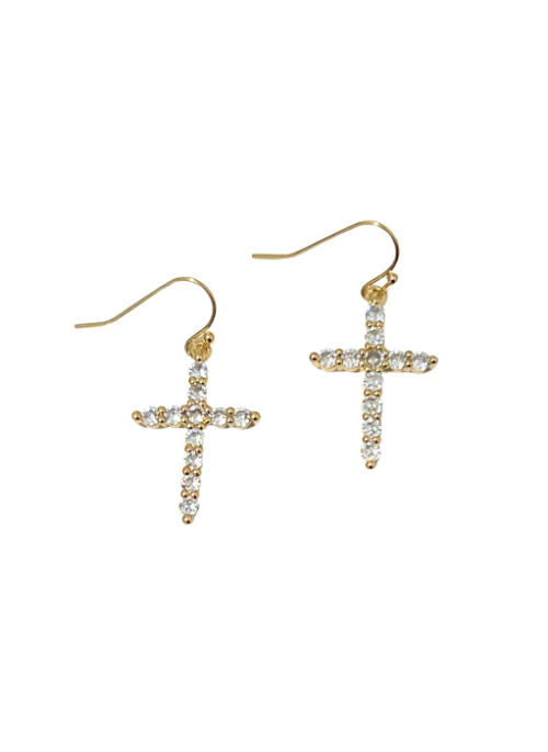 Small CZ Cross Earrings - Lositime