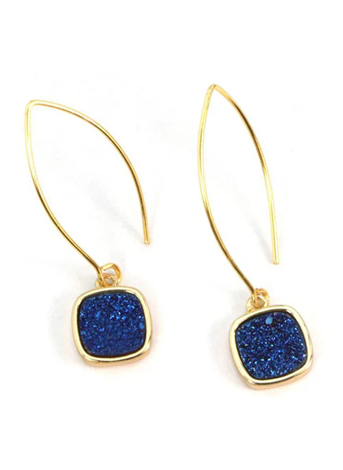 Mia Druzy Square Gold Earrings - Lositime