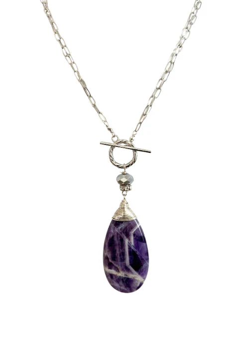 2 Way Amethyst Silver Necklace - Lositime