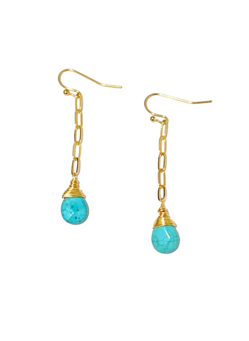 Olivia Turquoise paperclip Earrings - Lositime