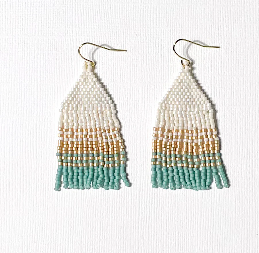 Regine Sea Collection Sea Green and Sand Fringe Earrings - Lositime