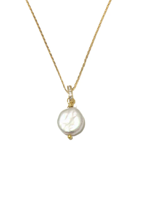 Freshwater Coin Pearl Necklace Gold - Lositime