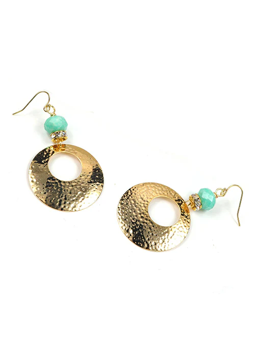 Leah Amazonite Hoop Earrings in Gold - Lositime