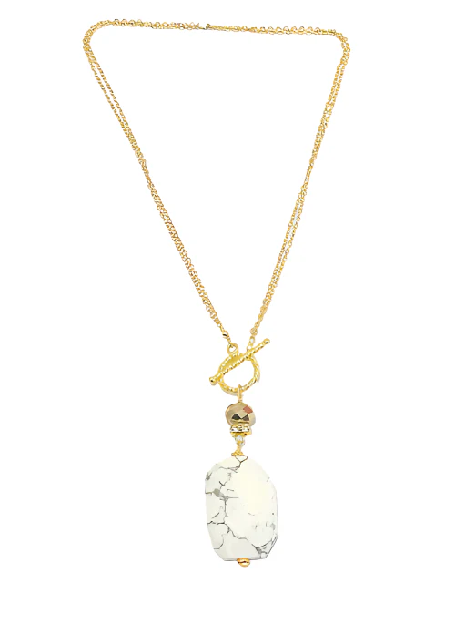 Gigi Howlite Toggle Necklace Gold - Lositime