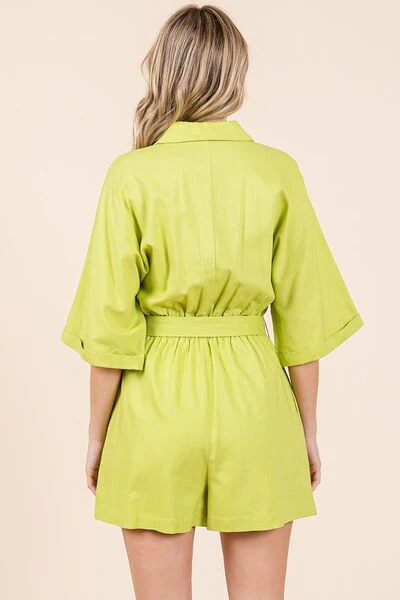 Mittoshop Tie Waist Half Sleeve Romper - Lositime