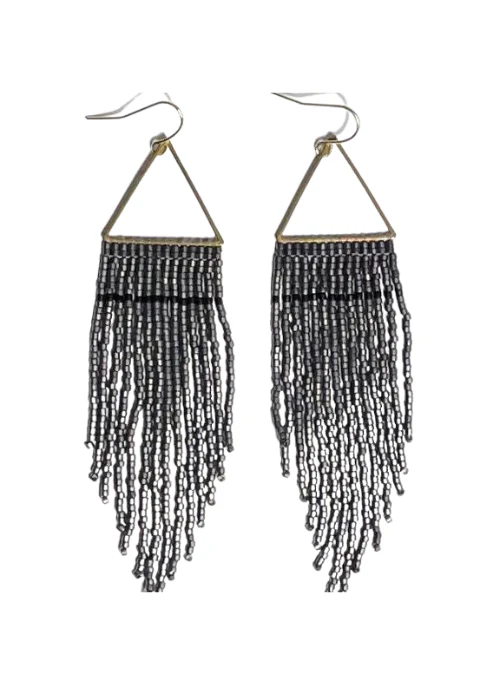 Lovely Gun Metal & Black Fringe Earrings - Lositime