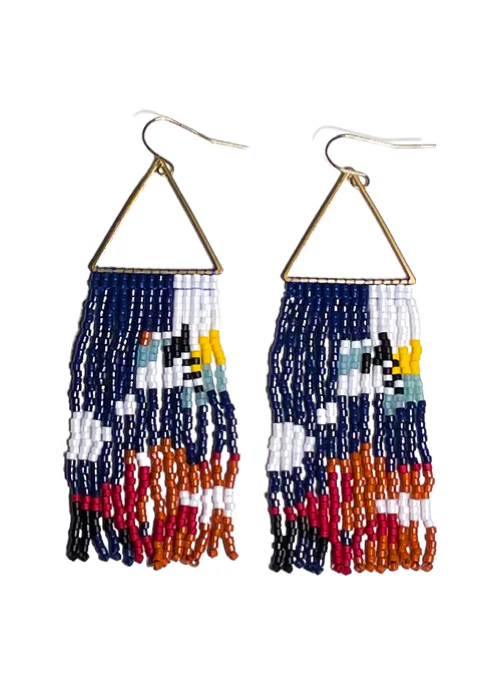 Metch Navy Blue Fringe Earrings - Lositime