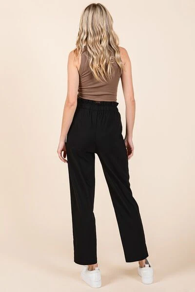 Mittoshop Paperbag Waist Tapered Straight Pants - Lositime