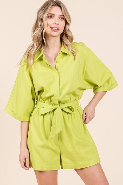 Mittoshop Tie Waist Half Sleeve Romper - Lositime