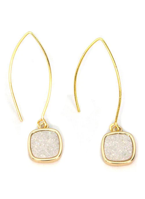 Mia Druzy Square Gold Earrings - Lositime
