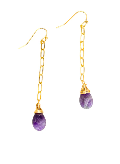Olivia Amethyst paperclip Earrings - Lositime