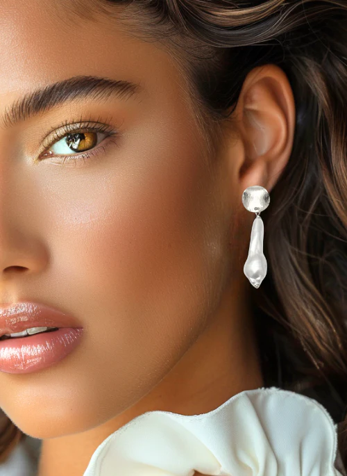 Jeanna Baroque Pearl Earrings Silver - Lositime