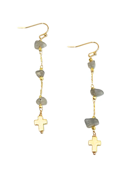 Grace Gemstone Cross Earrings - Lositime
