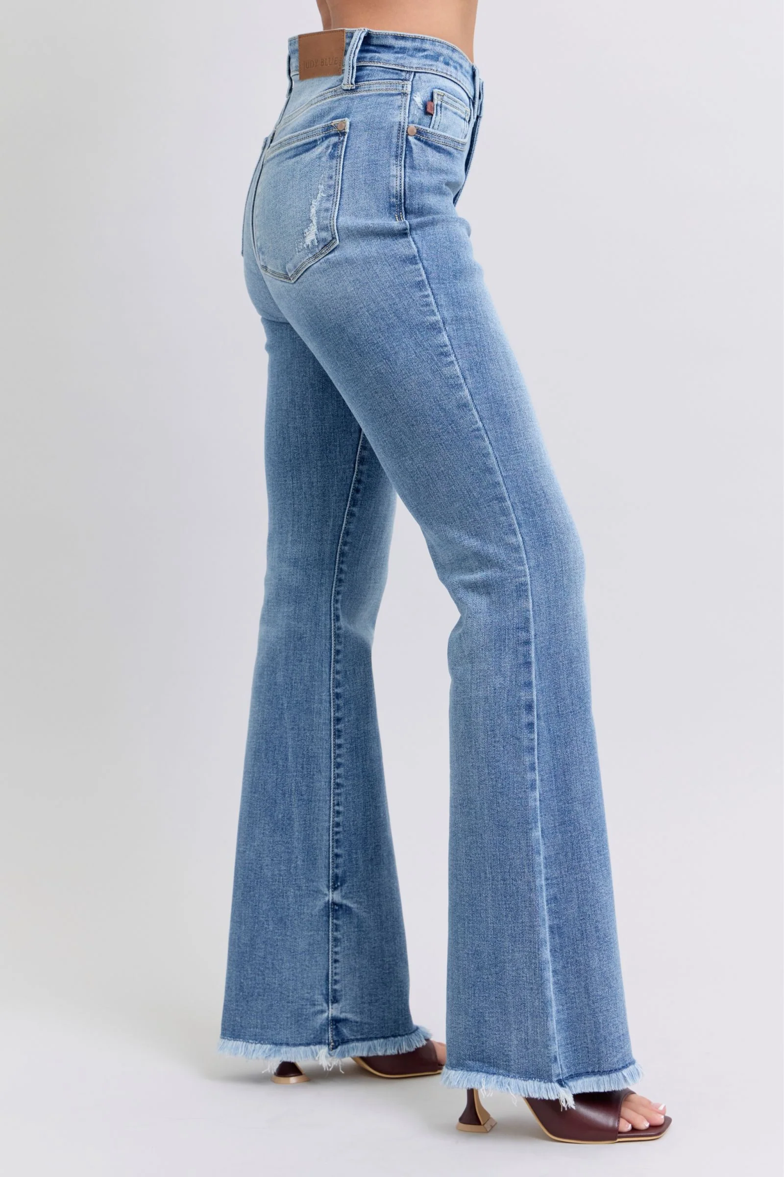 Judy Blue Full Size Raw Hem High Rise Bootcut Jeans - Lositime