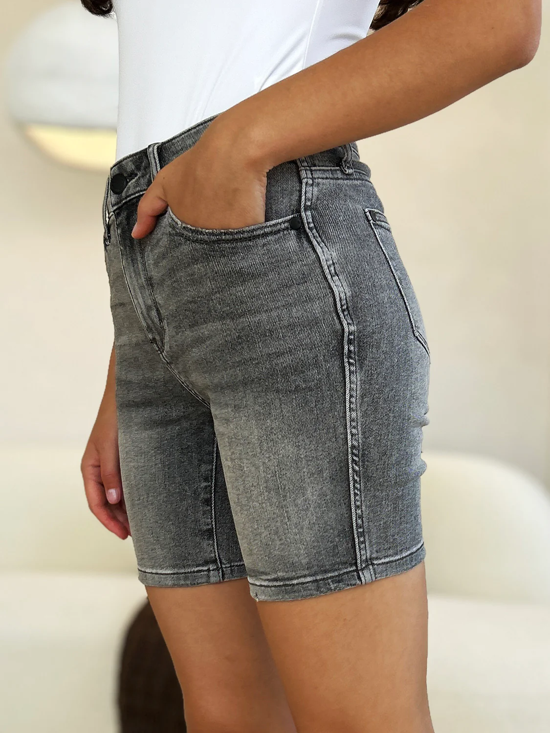 Judy Blue Full Size High Waist Washed Denim Shorts - Lositime