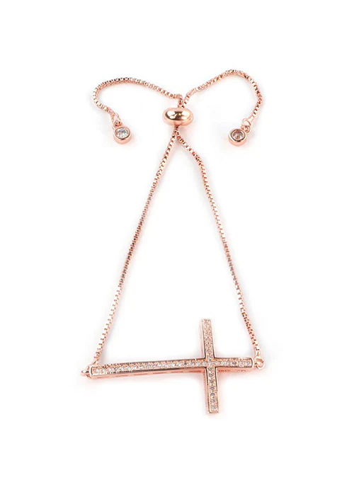 CZ Cross Bolo Bracelet - Lositime