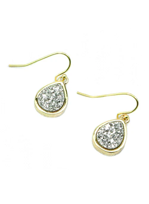 Emma Druzy Teardrop Earrings in Gold - Lositime