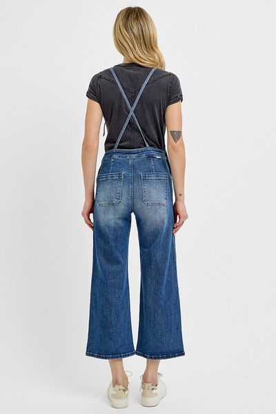 RISEN Full Size Knotted Strap Denim Overalls with Pockets Plus Size - Lositime