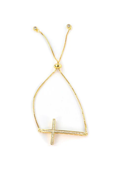 CZ Cross Bolo Bracelet - Lositime