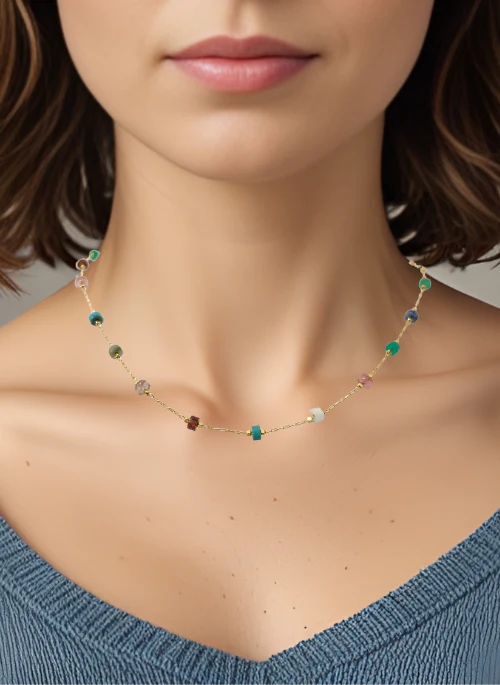 Trina Dainty Gemstone Necklace - Lositime