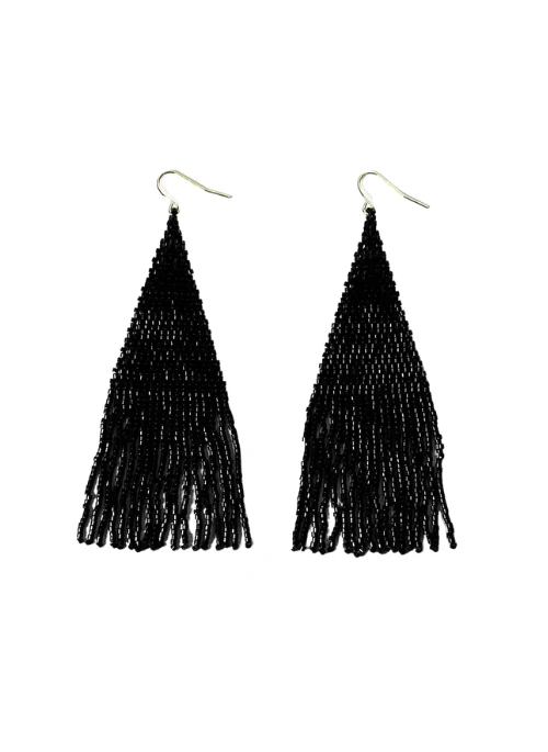 Wena Black Shine Fringe Earrings - Lositime