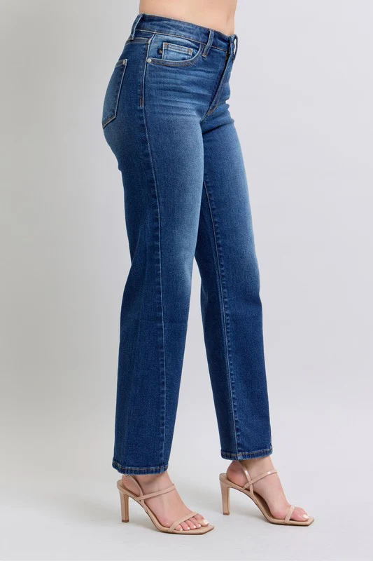 Judy Blue Full Size Side Seam Detail Straight Jeans with Pockets - Lositime