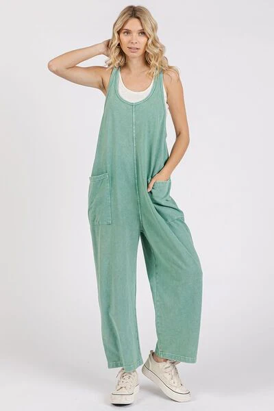 Mittoshop Scoop Neck Wide Leg Overalls - Lositime