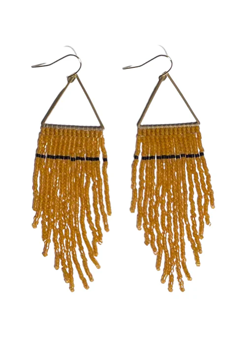 Lovely Amber and Black Fringe Earrings - Lositime