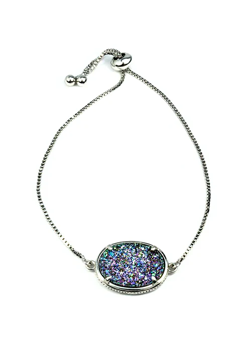 Ariana Large Druzy Bracelet in Silver - Lositime