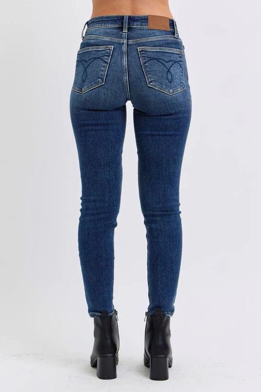 Judy Blue Full Size Run Mid-Rise Waist Skinny Jeans with Thermal Lining - Lositime