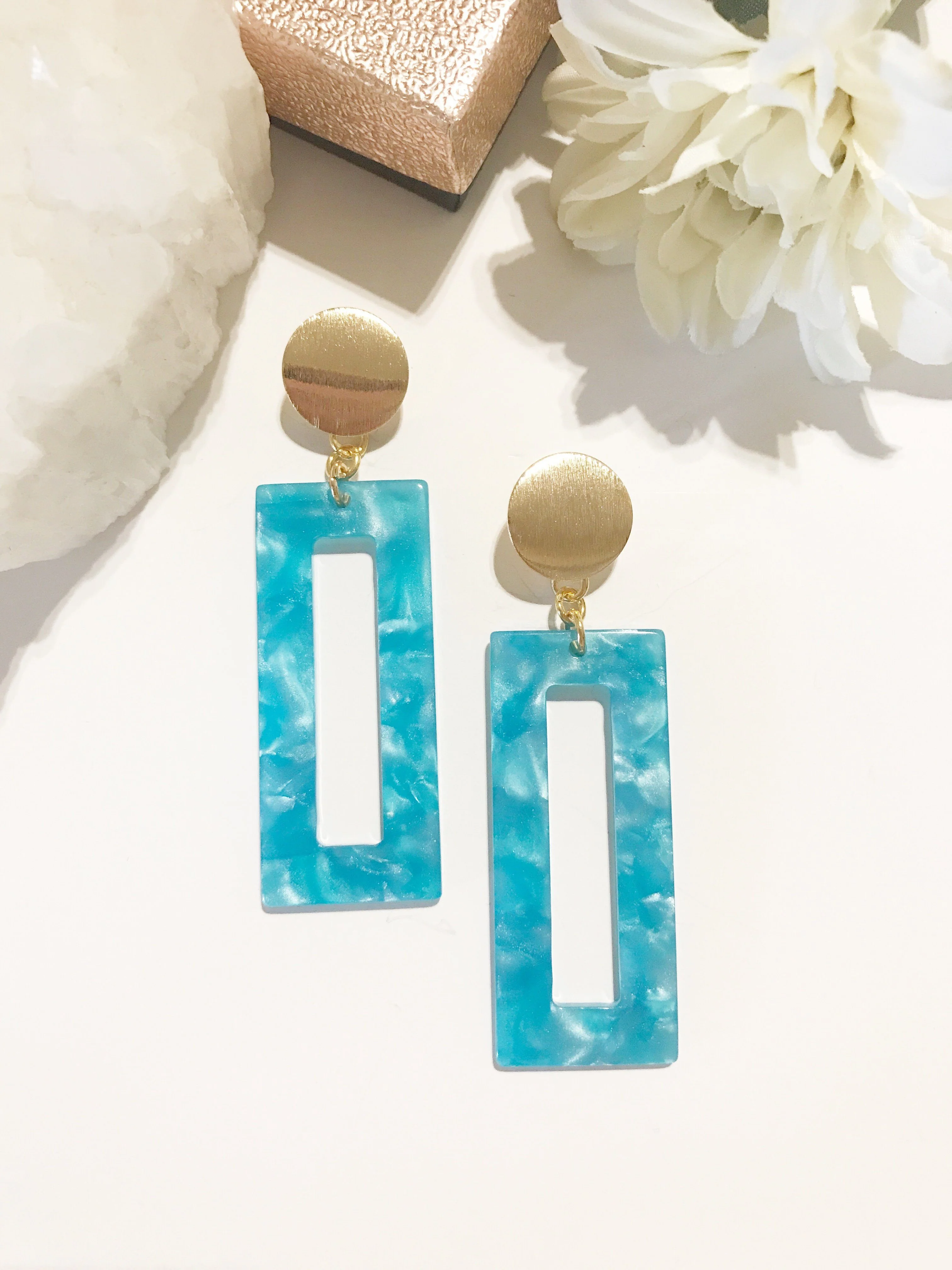Heather Rectangle Resin Earrings - Lositime