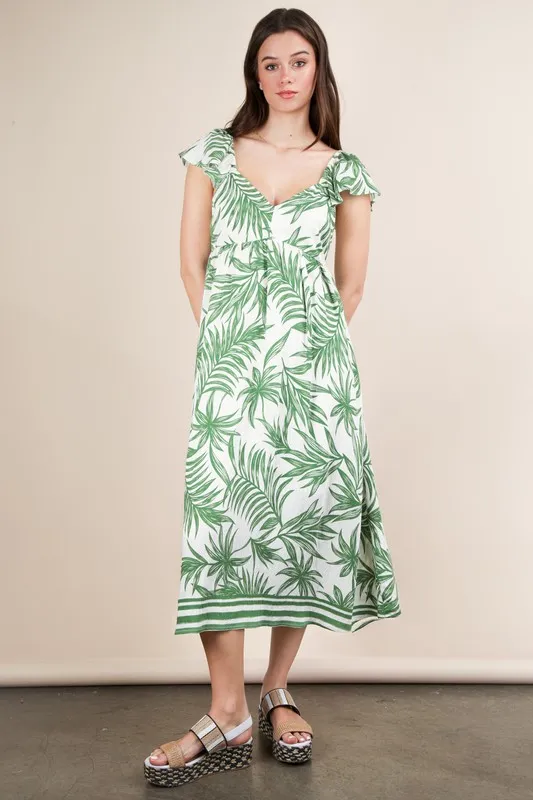 VERY J Tropical Printed Midi Summer Boho Dress - Lositime