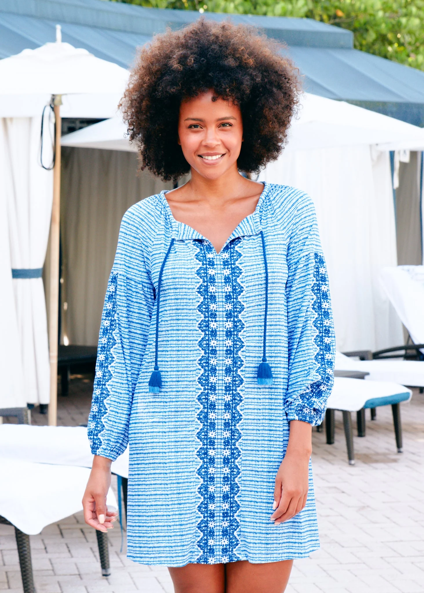 Charleston Embroidered Tassel Cover Up - Lositime