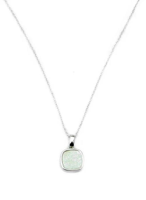Christy Square Druzy Necklace in Silver - Lositime